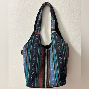 Vintage Catori tribal print, Multicolor Striped Tote Bag/purse